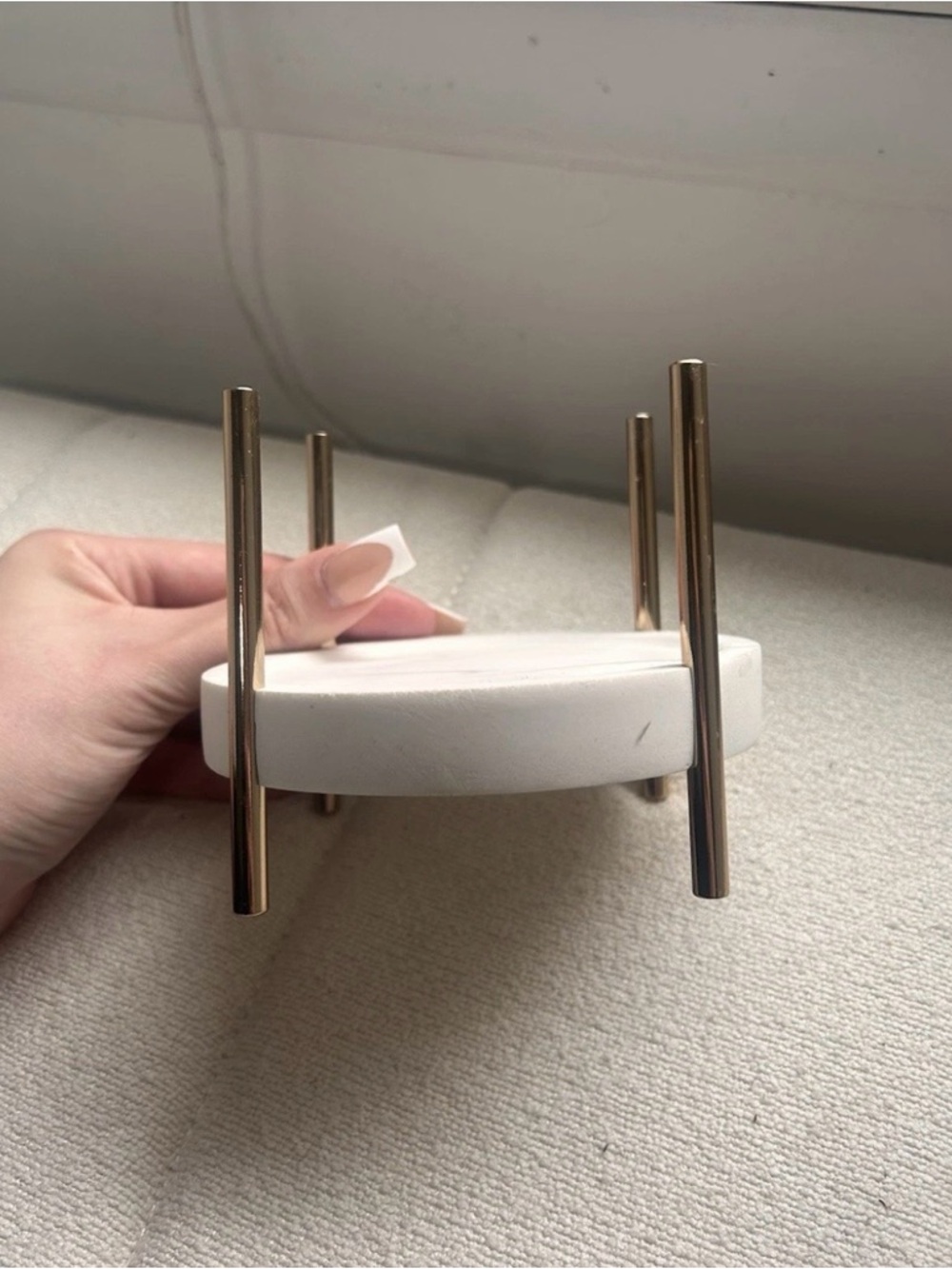 White Marble Candle Holder Gold Stand